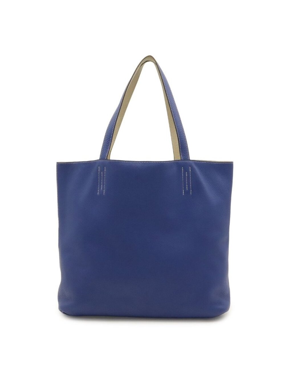 Hermes Double Sens 36 Tote Bag Reversible Taurillon Clemence Leather Blue